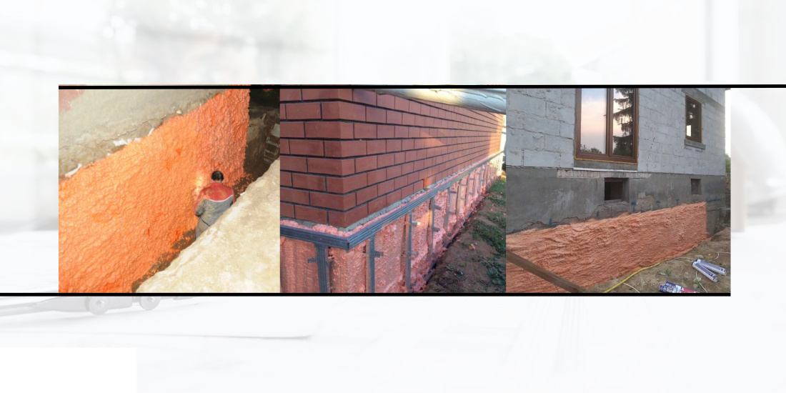 Утепление фундамента напыляемым полиуретановым утеплителем Полинор