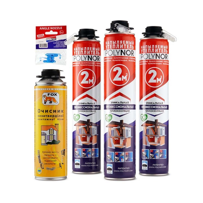 Утеплювач в балонах Polynor. Комплект для утеплення №3 з насадками для стелі/підлоги